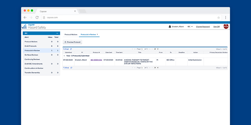 Cayuse IBC software protocols