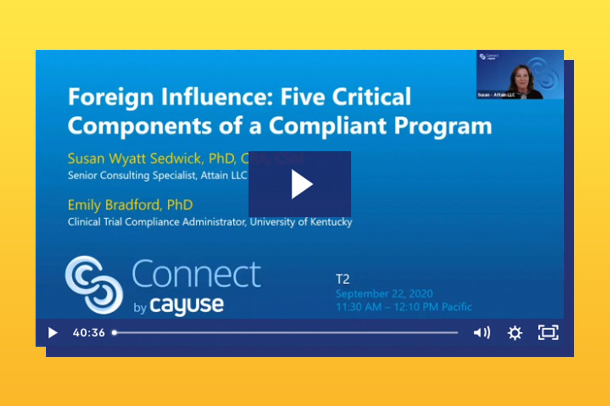 Foreign influence: five critical components of a compliant FCOI program